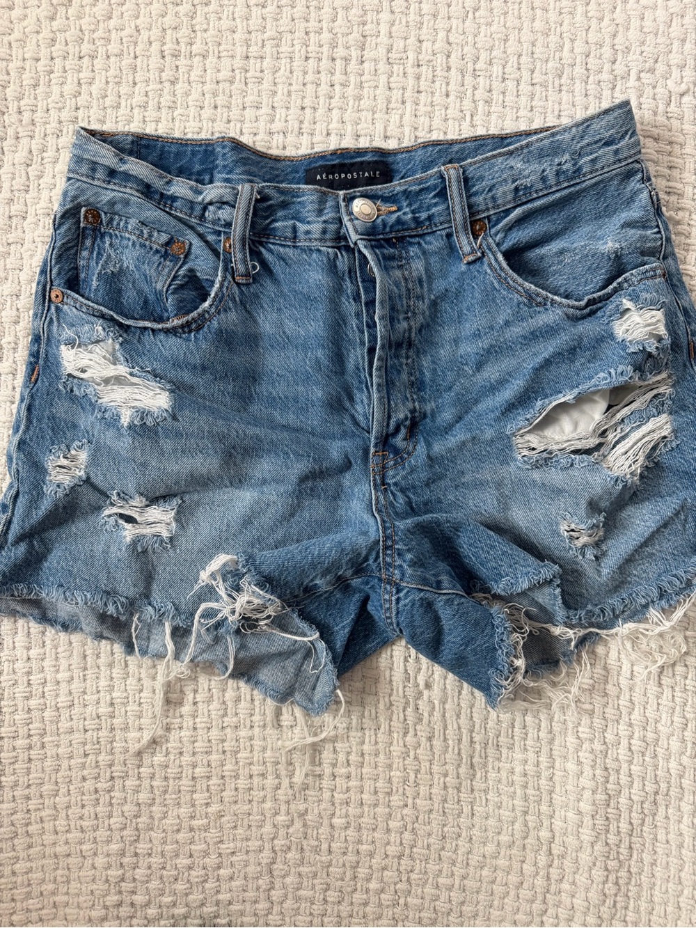 Aeropostale Light Blue Distressed Denim Cutoff Shorts